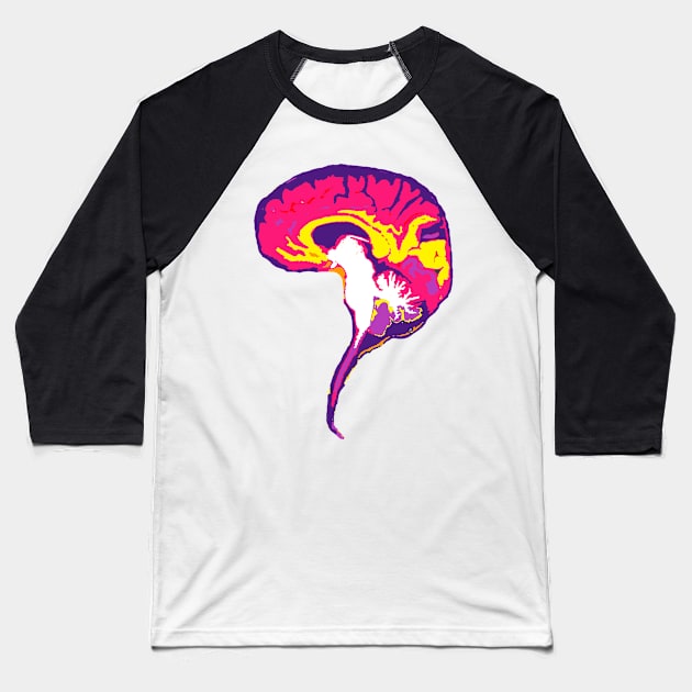 Brain with Brainstem in Vibrant Colors Baseball T-Shirt by VegShop